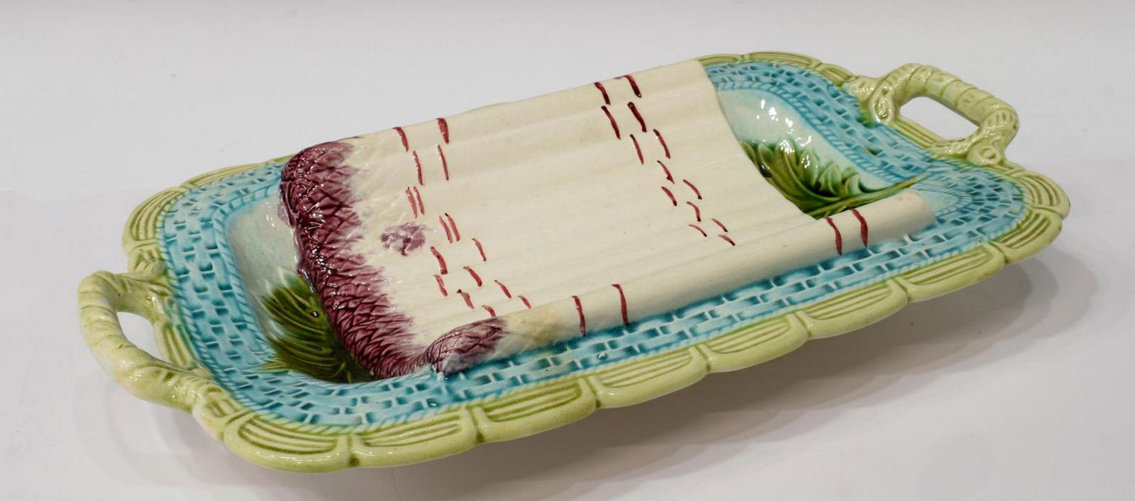 FRENCH MAJOLICA ASPARAGUS SERVING CRADLE (1 of 3)