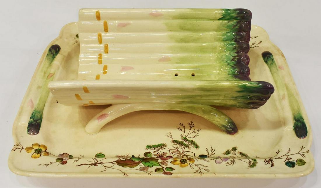 FRENCH MAJOLICA ASPARAGUS SERVING CRADLE (1 of 5)