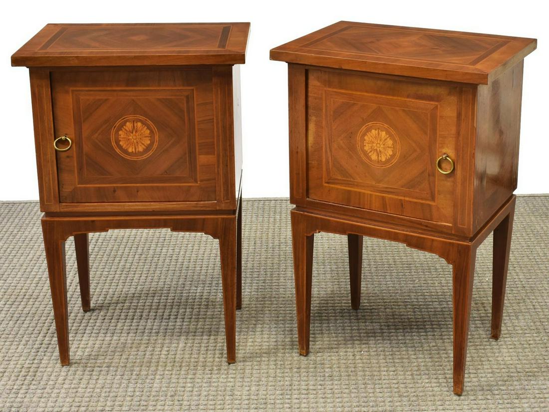 (2) ITALIAN NEOCLASSICAL STYLE INLAID NIGHTSTANDS (1 of 4)