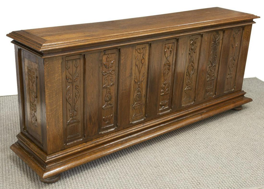 FRENCH CARVED OAK STORAGE CHEST TRUNK (1 of 4)