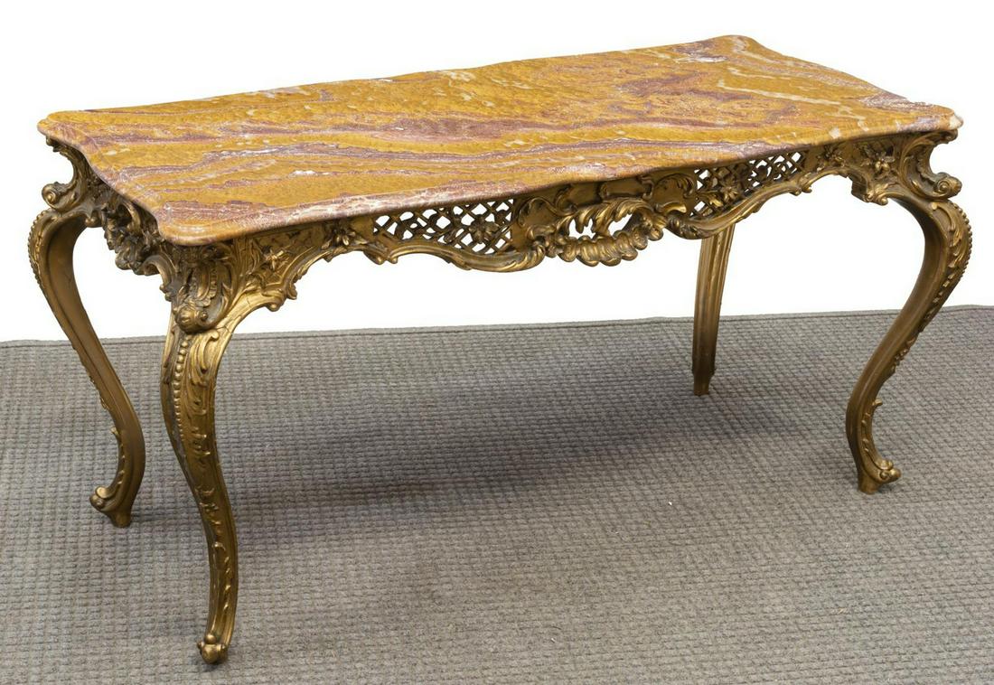 LOUIS XV STYLE ONYX & GILTWOOD COFFEE TABLE (1 of 3)