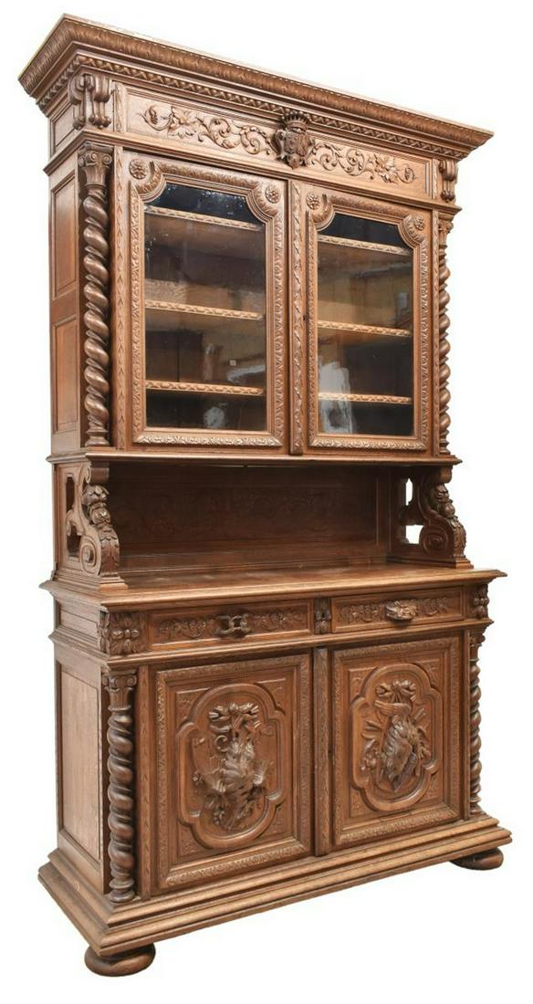 FRENCH HENRI II STYLE CARVED OAK HUNT SIDEBOARD (1 of 5)