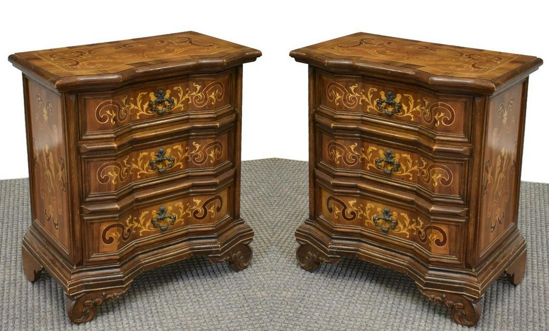 (2) ITALIAN MILANESE MARQUETRY BEDSIDE CABINETS (1 of 4)