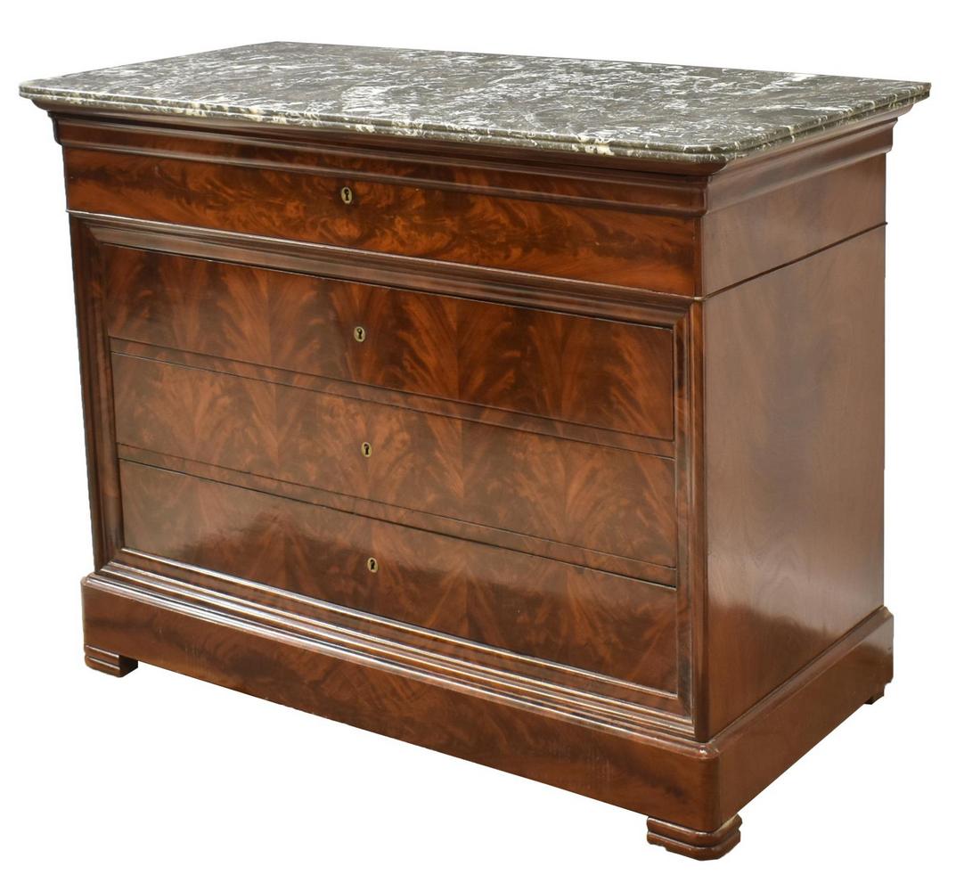 FRENCH LOUIS PHILIPPE MAHOGANY SECRETARY COMMODE (1 of 6)