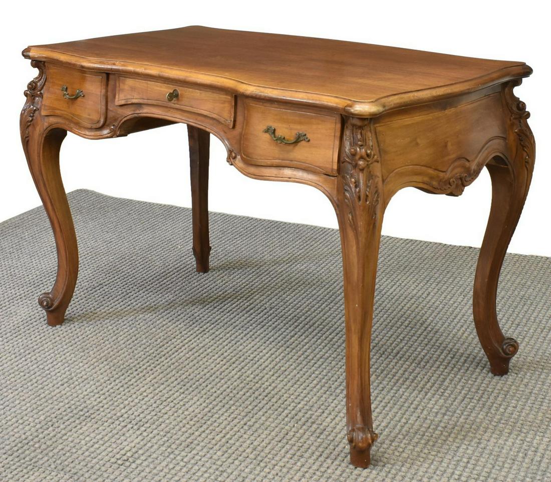 LOUIS XV STYLE CARVED WALNUT WRITING DESK (1 of 4)