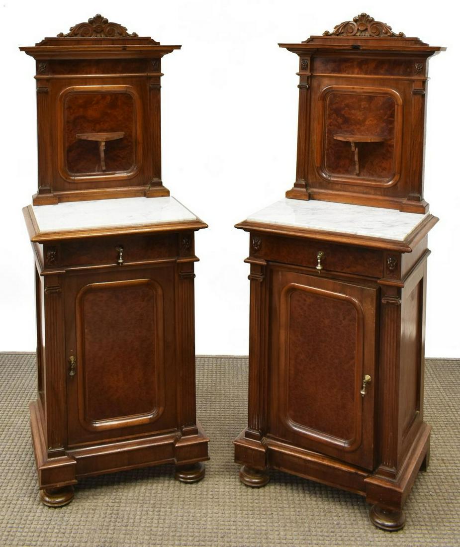 (2) LOUIS PHILIPPE BEDSIDE CABINETS & CANDLE STAND (1 of 2)