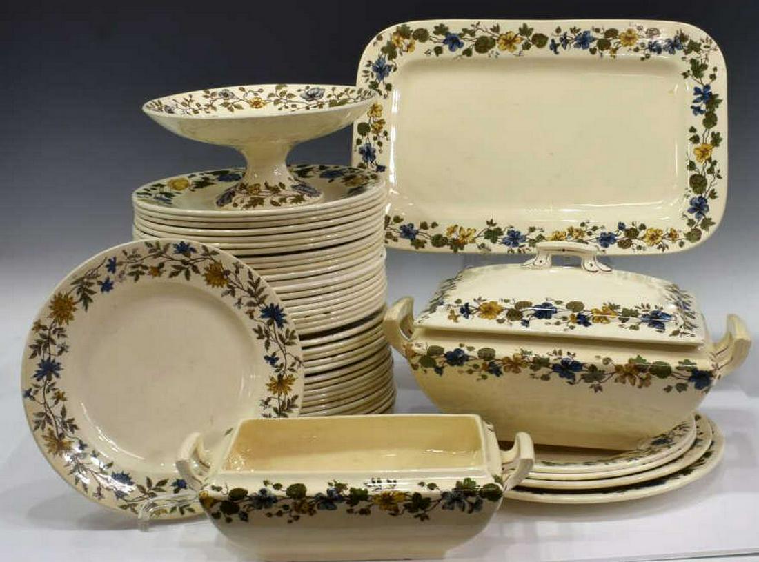 (47) FRENCH SALINS FAIENCE FLORAL DINNER SERVICE (1 of 6)