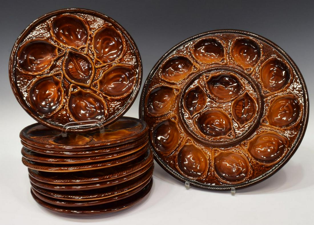 (11) FRENCH MAJOLICA OYSTER PLATTER & PLATES (1 of 4)