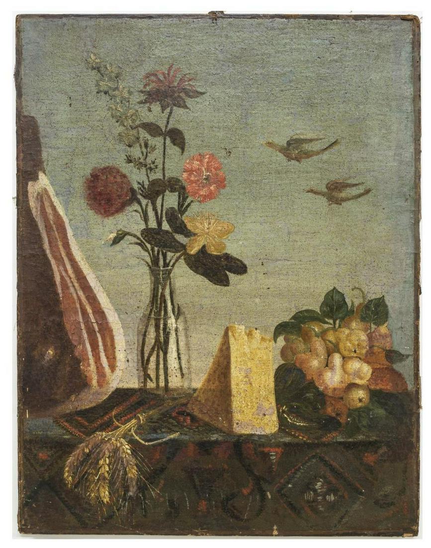 ANTIQUE CONTINENTAL SCHOOL STILL LIFE PAINTING (1 of 2)