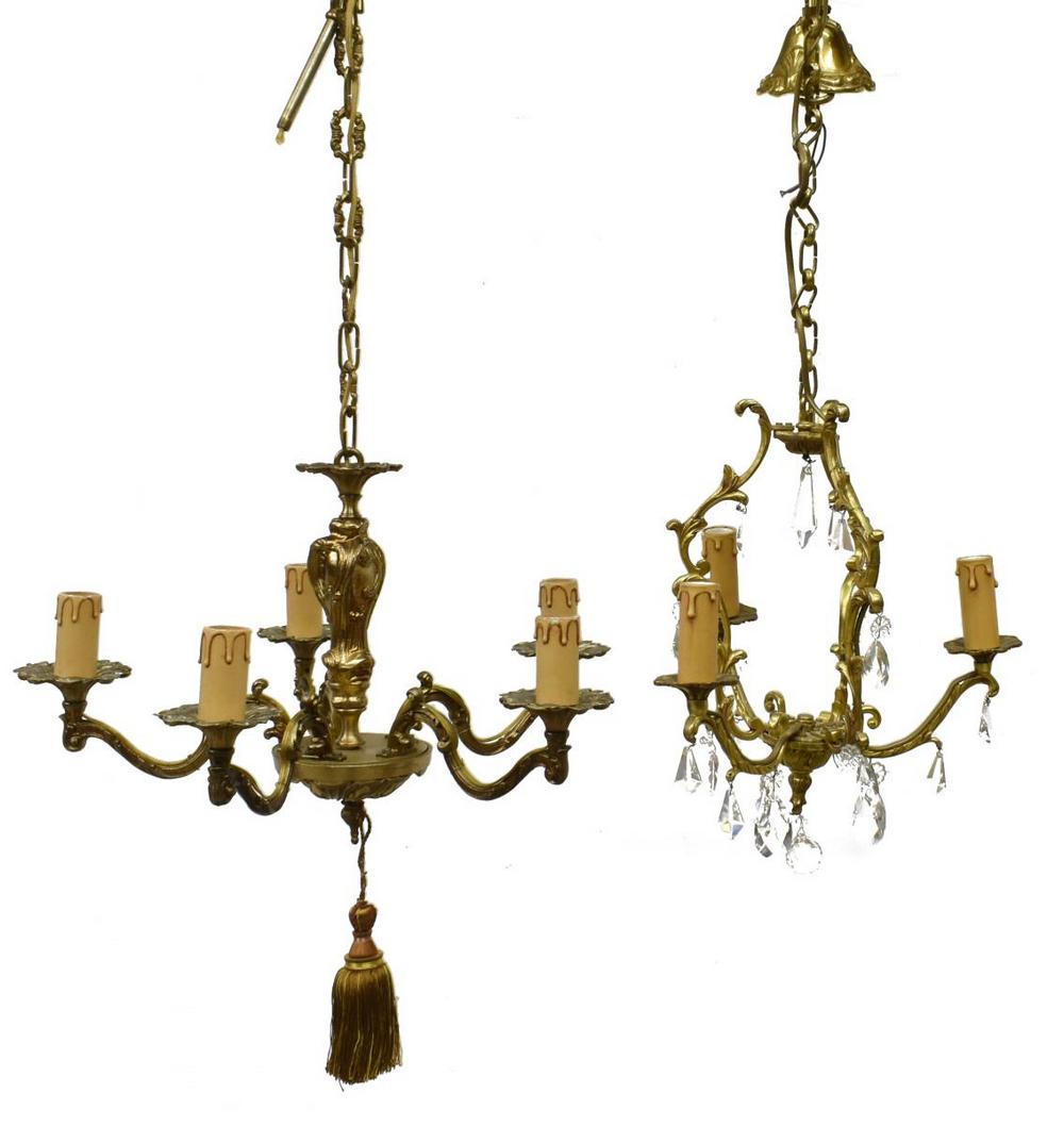 (2) CONTINENTAL GILT METAL CHANDELIERS (1 of 1)