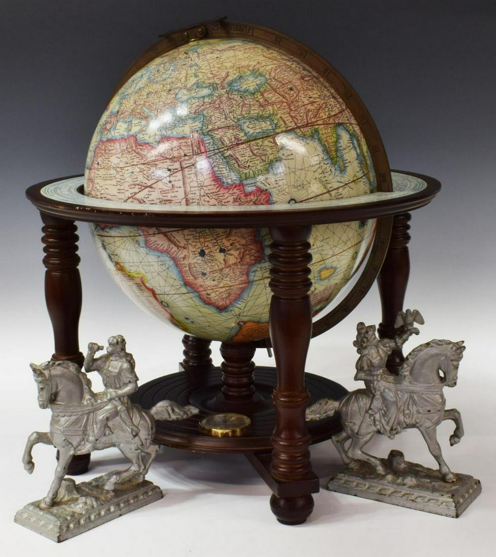 (3) TERRESTRIAL DESK GLOBE & EQUESTRIAN BOOKENDS (1 of 3)
