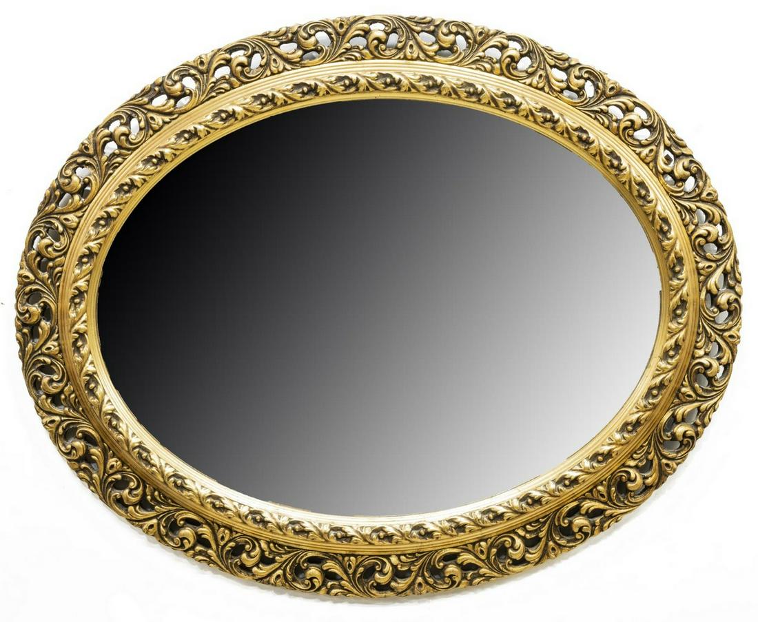 CONTINENTAL FOLIATE CARVED GILTWOOD WALL MIRROR (1 of 3)