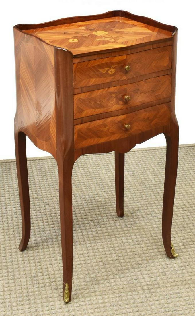 FRENCH LOUIS XV STYLE MARQUETRY BEDSIDE CABINET (1 of 5)