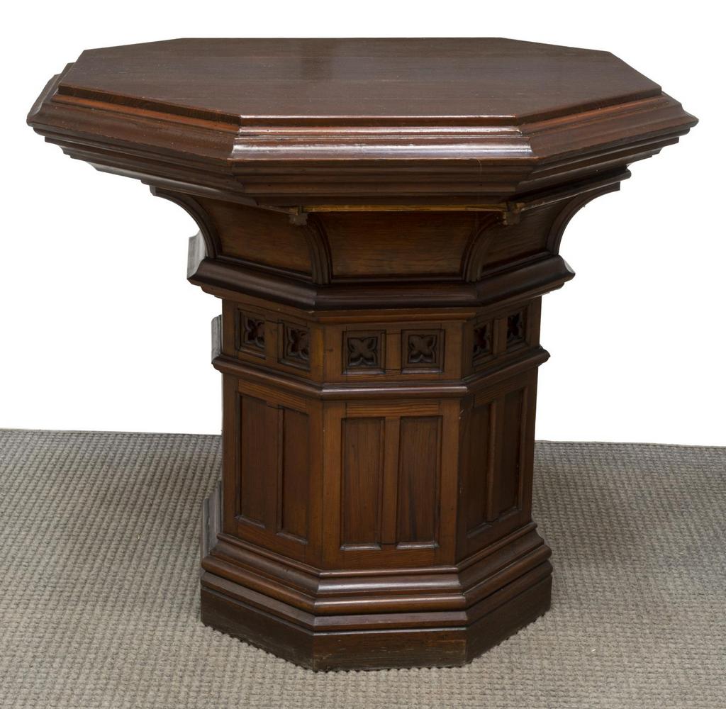 VICTORIAN GOTHIC REVIVAL PINE BAPTISMAL FONT STAND Feb 16, 2020