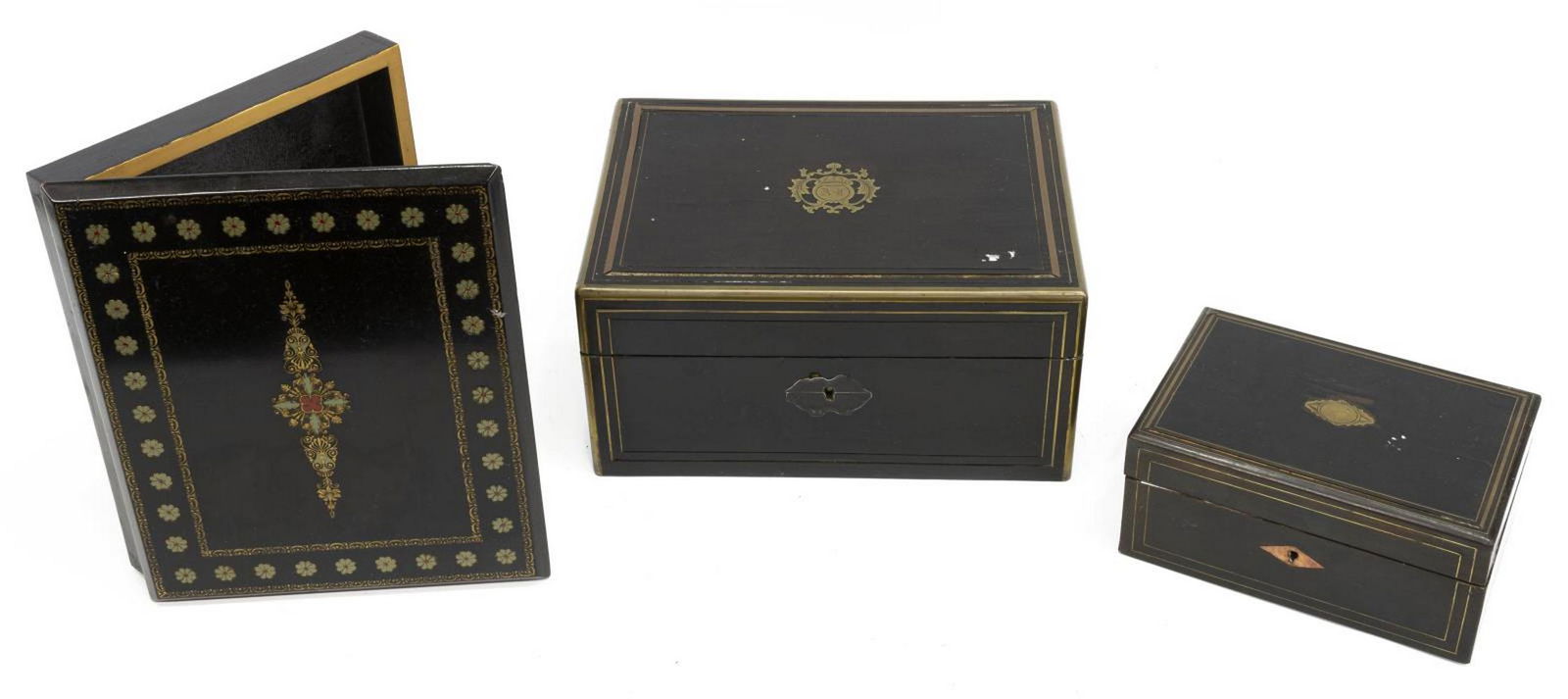 (3) ANTIQUE CONTINENTAL EBONIZED TABLE BOXES (1 of 3)