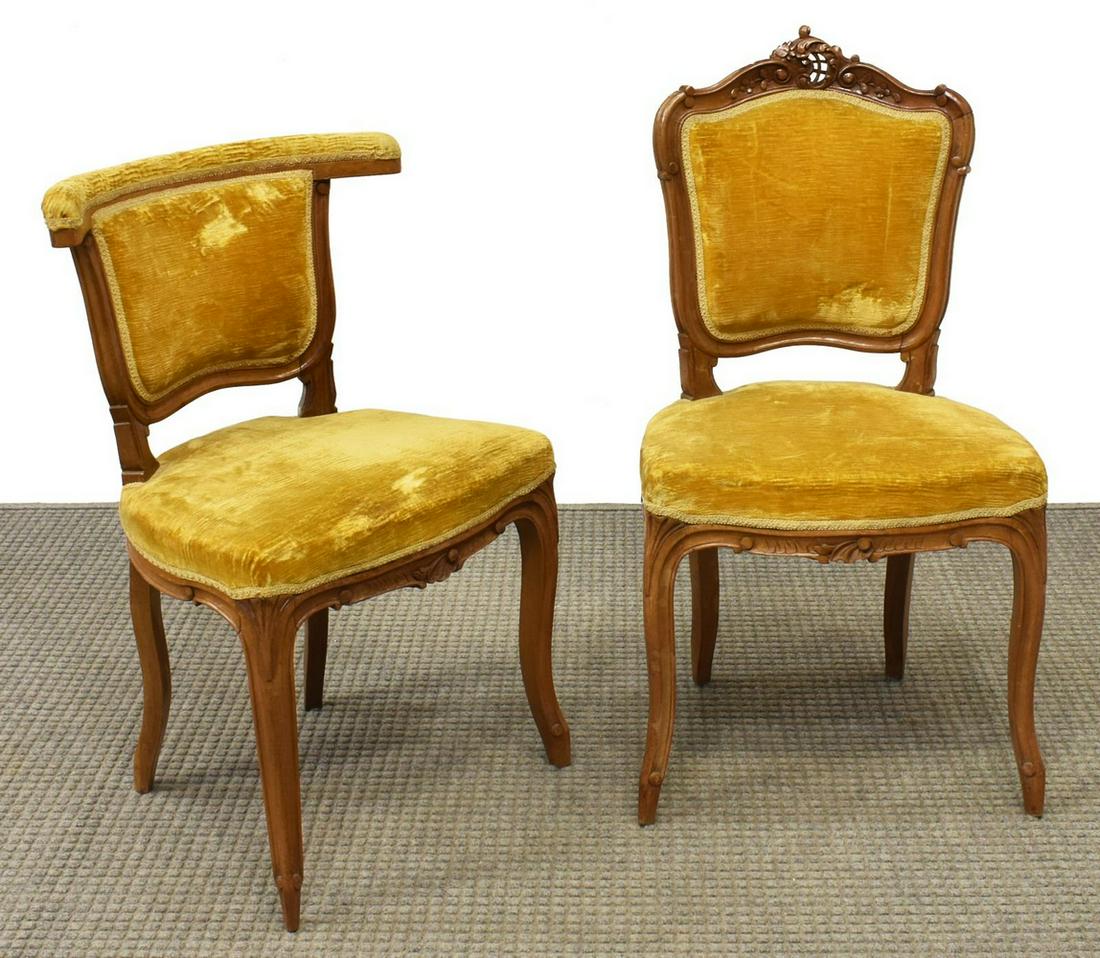 (2) ITALIAN ROCOCO STYLE WALNUT BOUDOIR CHAIRS (1 of 2)
