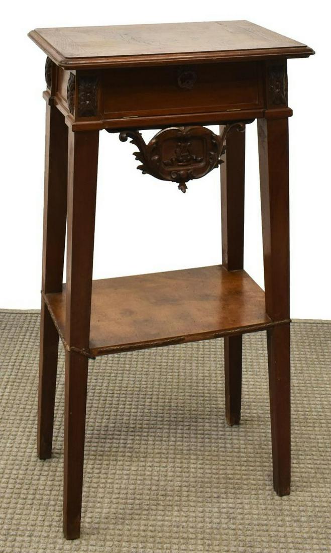 FRENCH TWO-TIER LYRE CARVED PEDESTAL STAND (1 of 4)