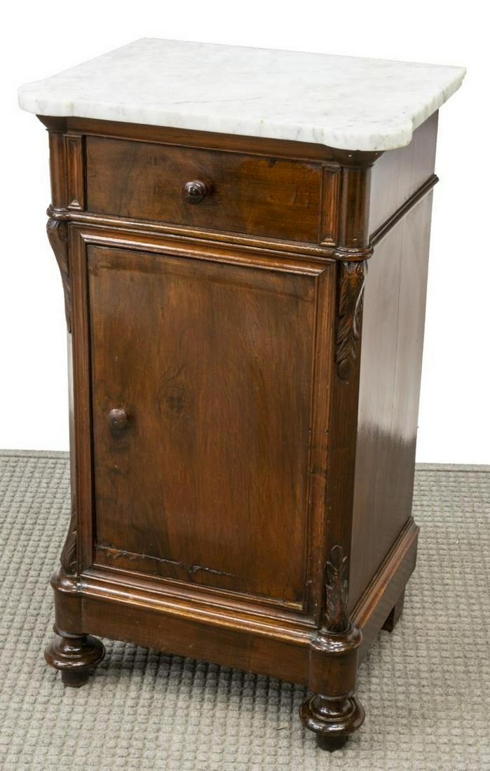 LOUIS PHILIPPE PERIOD BEDSIDE CABINET MARBLE TOP (1 of 5)