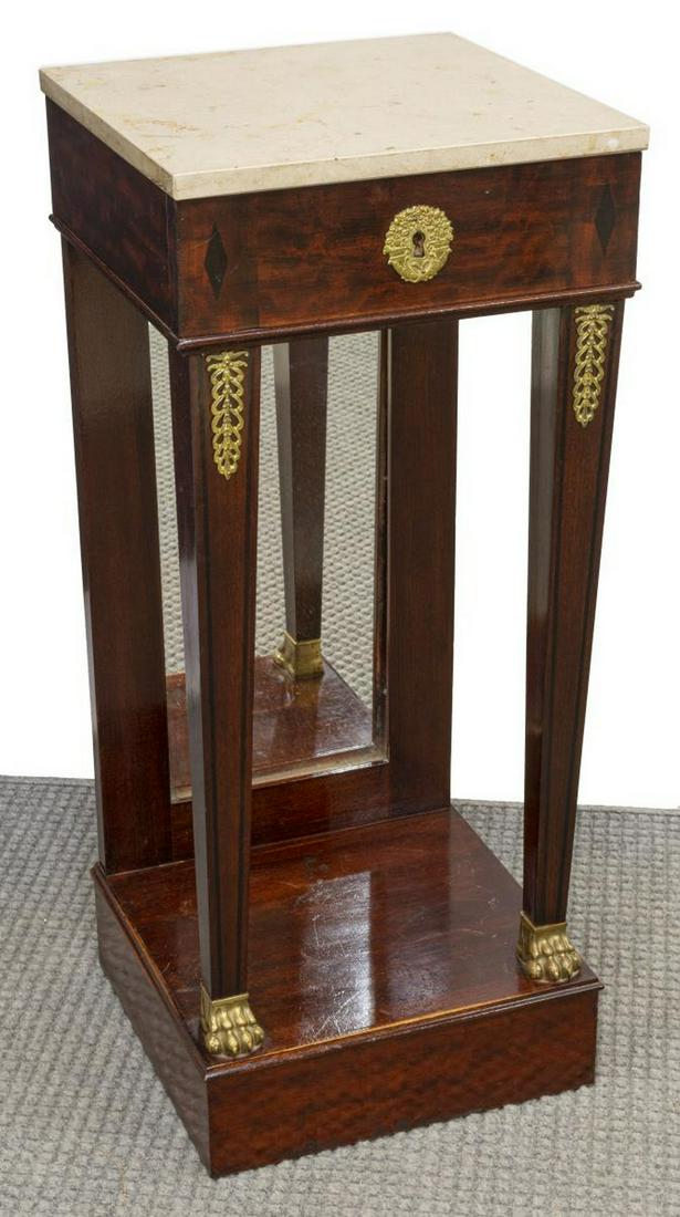 FRENCH EMPIRE STYLE MARBLE-TOP MAHOGANY STAND (1 of 4)