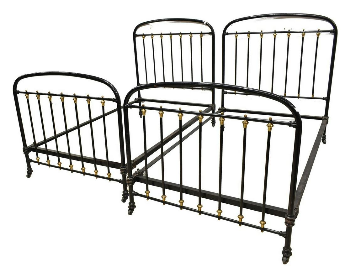 (2)FRENCH NAPOLEON III STYLE IRON & BRASS BEDS (1 of 1)