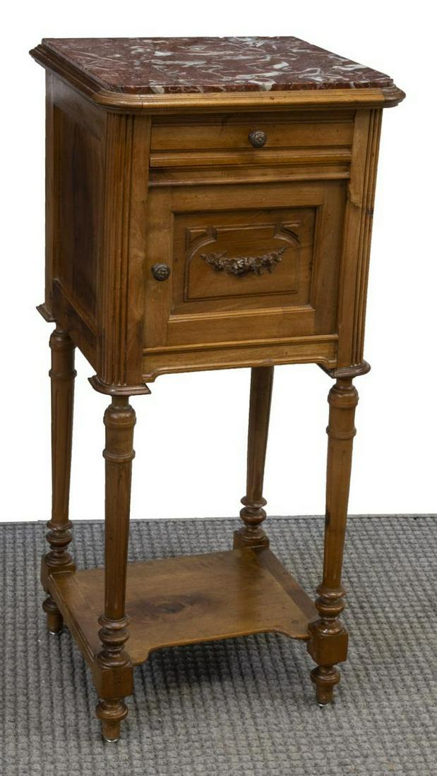 FRENCH LOUIS XVI STYLE WALNUT BEDSIDE CABINET (1 of 5)