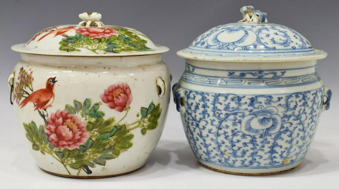 (2) CHINESE B&W & FAMILLE ROSE PORCELAIN POTS (1 of 3)