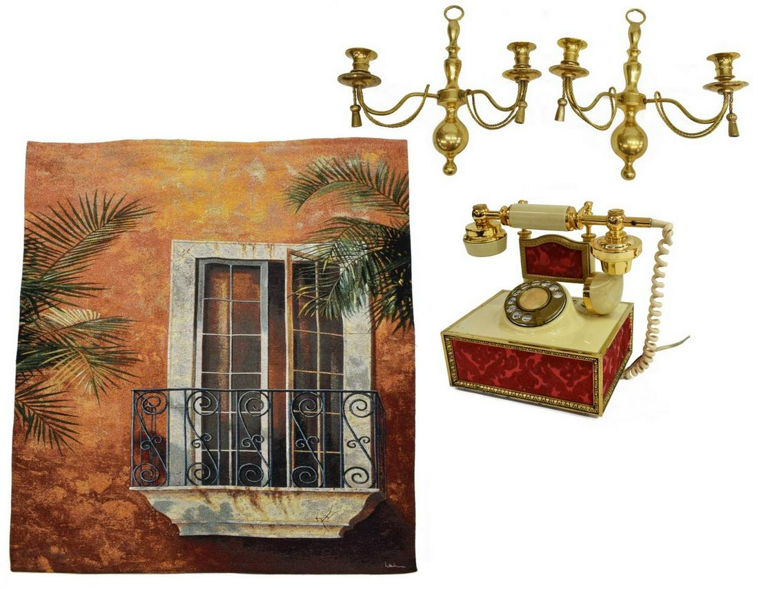 (4) COLLECTION OF HOME DECOR, TELEPHONE, SCONCES (1 of 4)