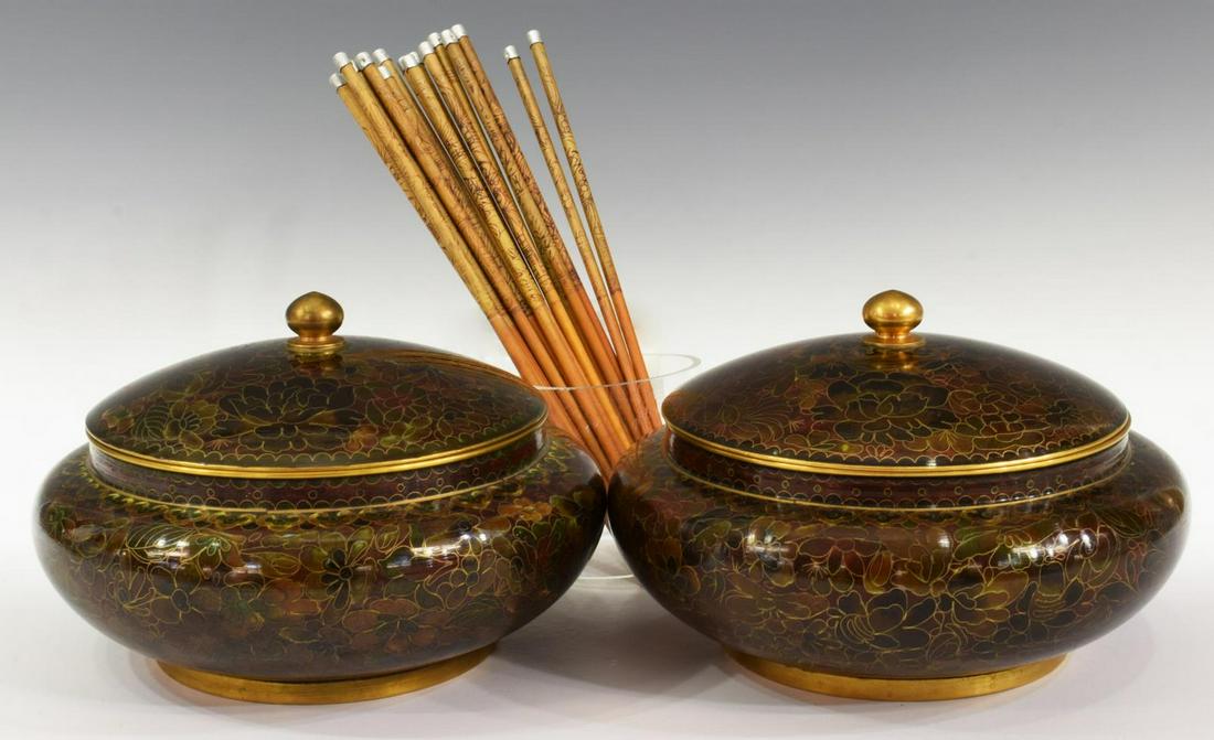 (LOT) CHINESE CLOISONNE ENAMEL COVERED BOWLS, ETC. (1 of 4)