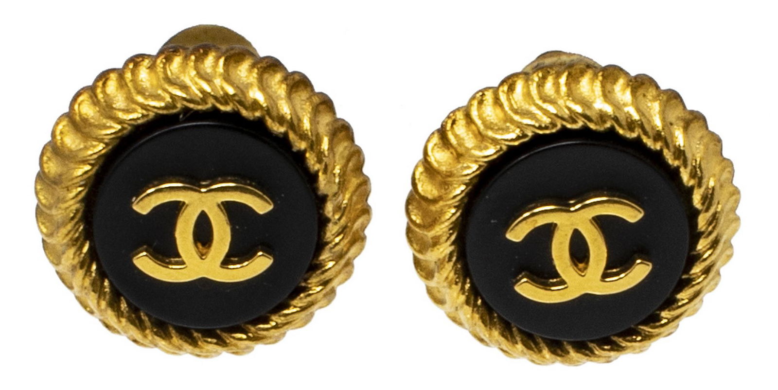 CHANEL GOLD-TONE CC LOGO CLIP-ON EARRINGS (1 of 3)