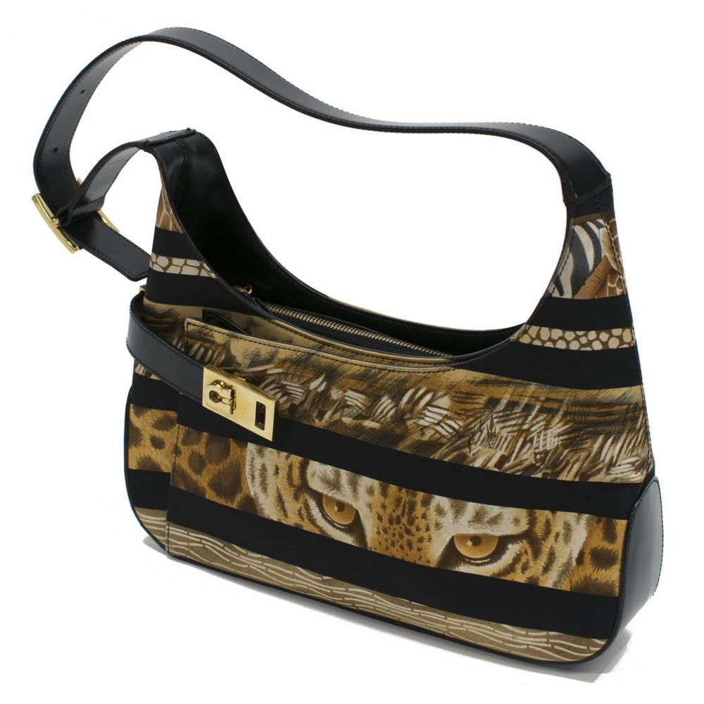 FERRAGAMO CANVAS SHOULDER BAG JUNGLE PRINT (1 of 5)