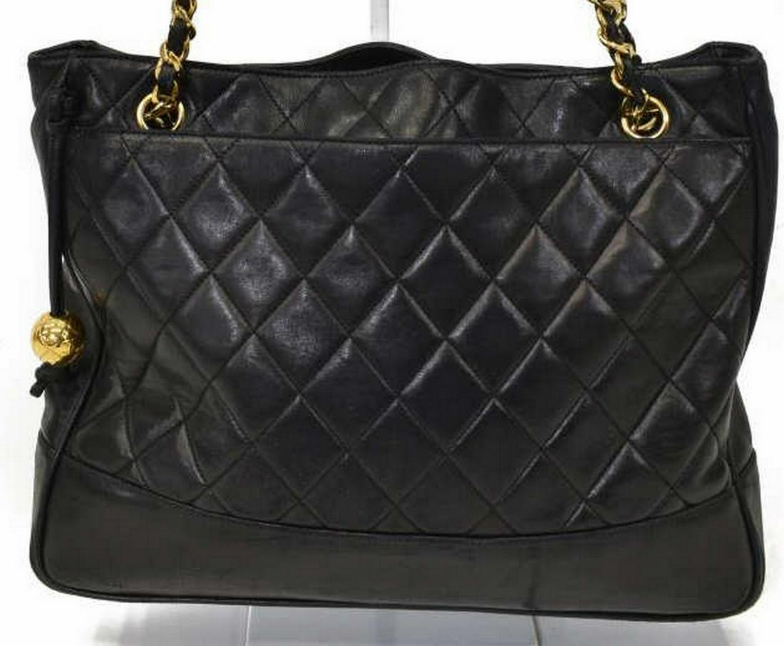 CHANEL QUILTED BLACK LAMBSKIN LEATHER SHOULDER BAG (1 of 5)