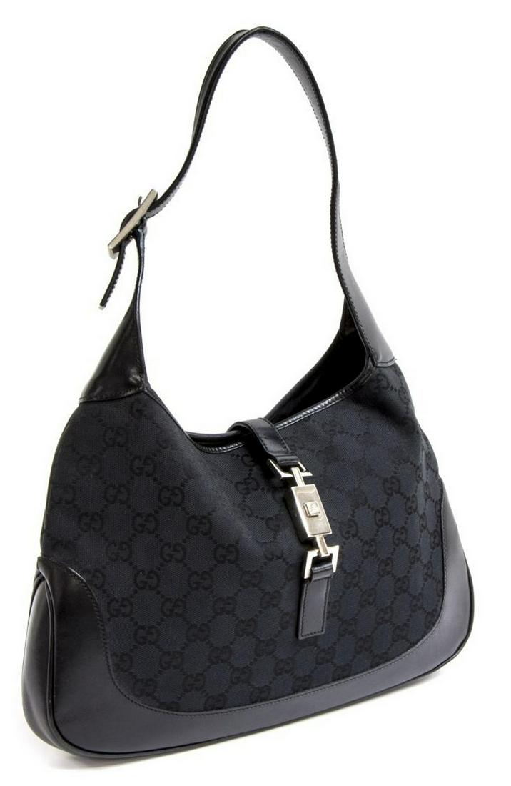 GUCCI JACKIE BLACK MONOGRAM CANVAS SHOULDER BAG (1 of 6)
