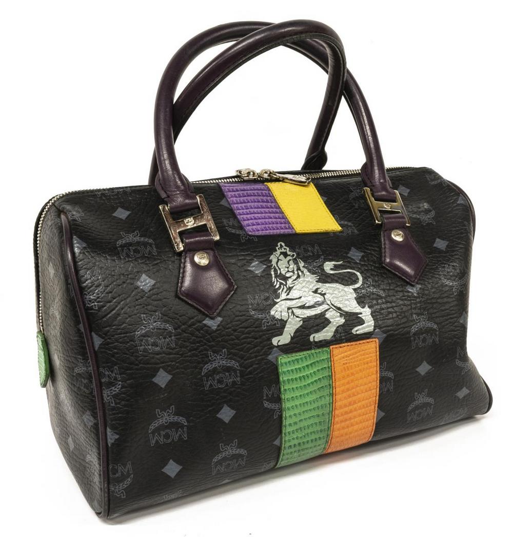 MCM BLACK VISETOS COATED CANVAS BOSTON BAG (1 of 4)