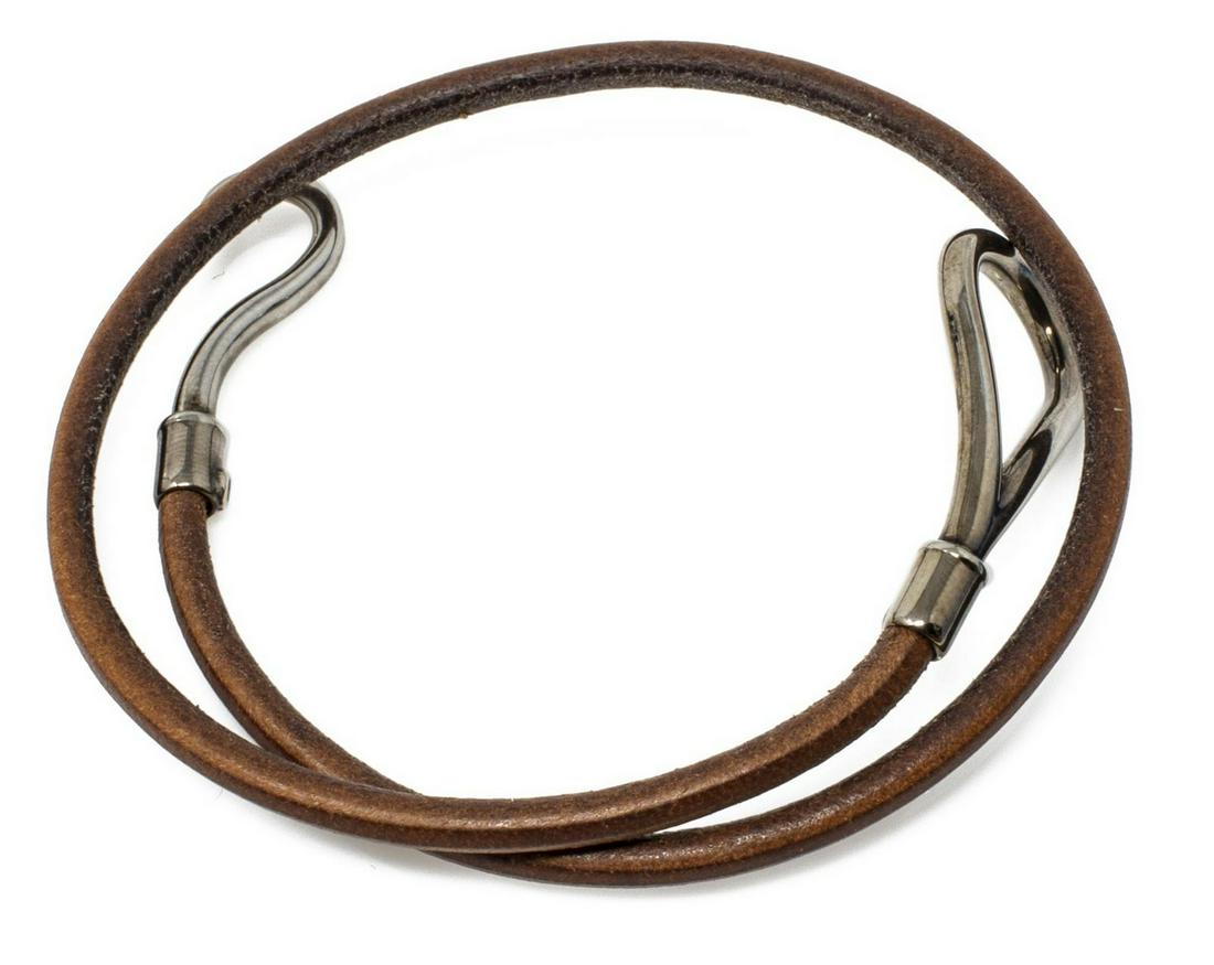 HERMES 'JUMBO DOUBLE TOUR' LEATHER BRACELET (1 of 4)