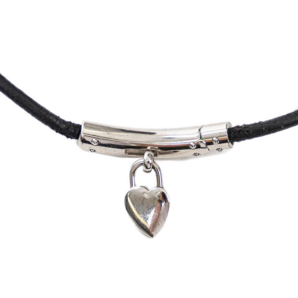 HERMES SILVER-TONE HEART LOCK CHOKER NECKLACE (1 of 2)