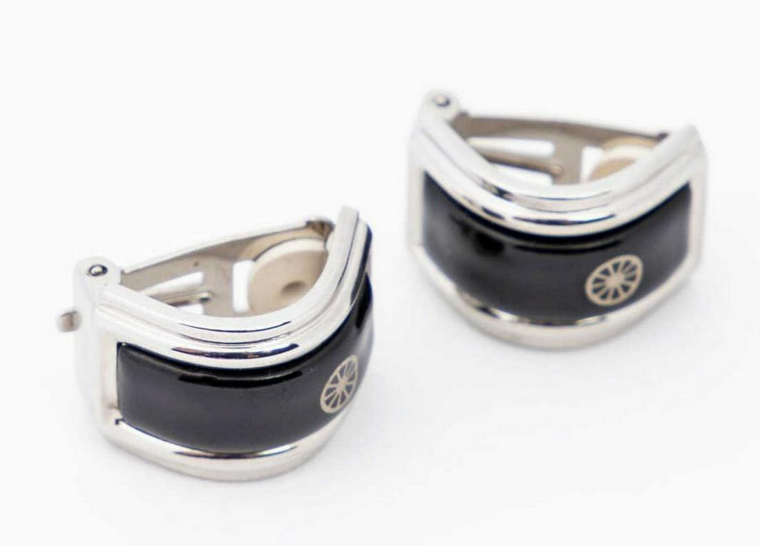 HERMES SILVER-TONE WHEEL MOTIF CLIP-ON EARRINGS (1 of 2)