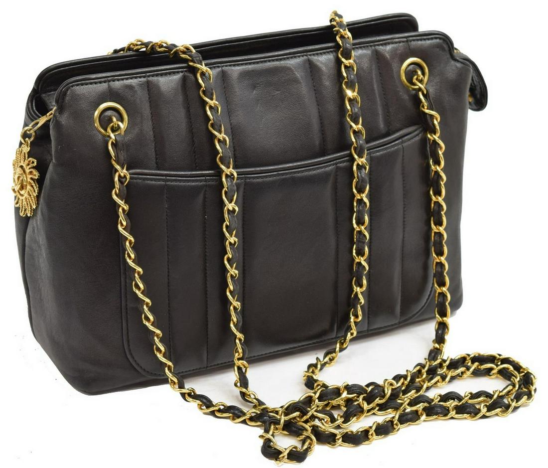 CHANEL VERTICAL QUILTED BLACK LEATHER SHOULDER BAG (1 of 5)