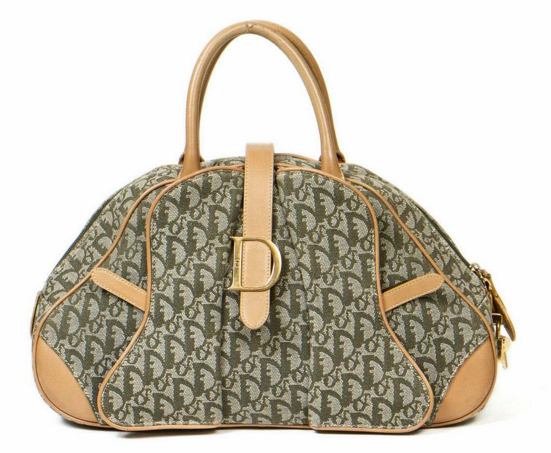 DIOR 'DOUBLE SADDLE' DIORISSIMO CANVAS BOWLER BAG (1 of 7)