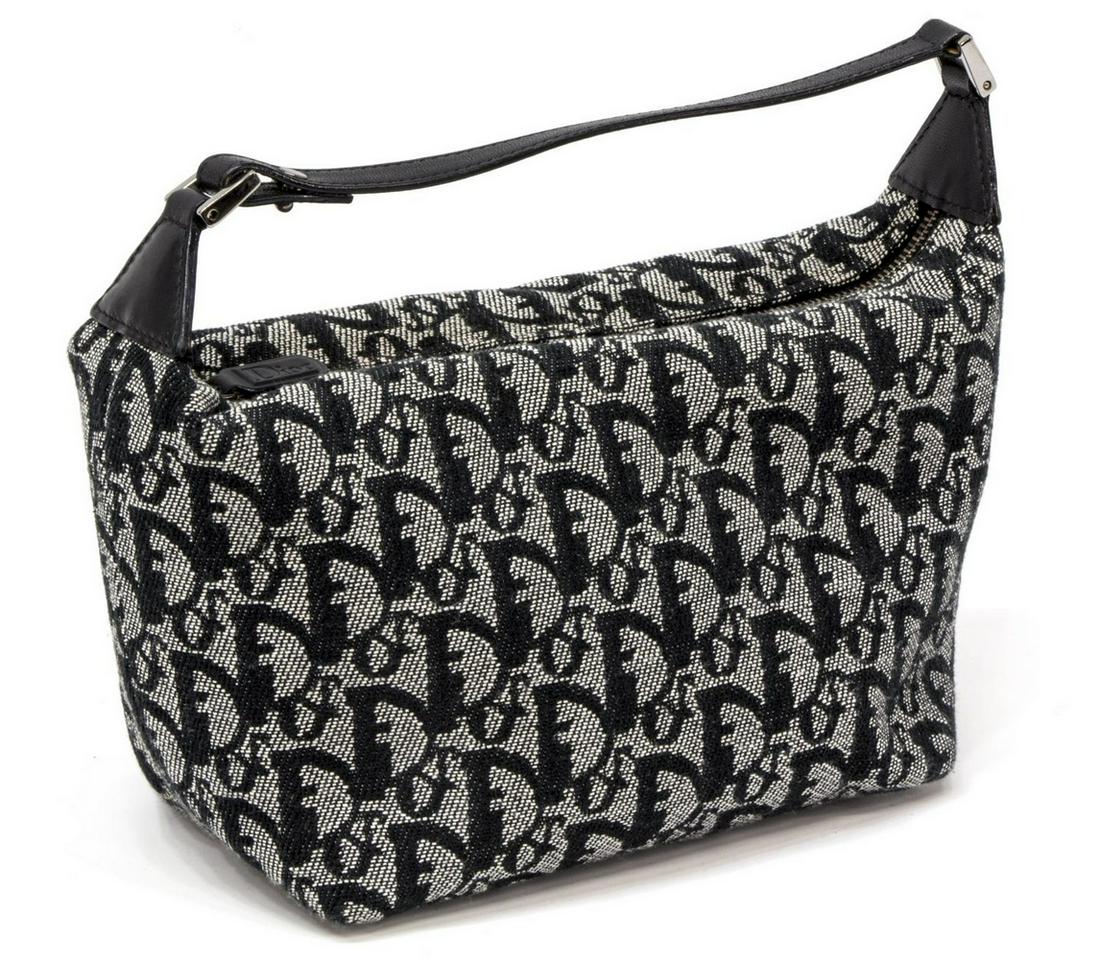 DIOR BLACK MONOGRAM LOGO CANVAS SHOULDER BAG (1 of 5)