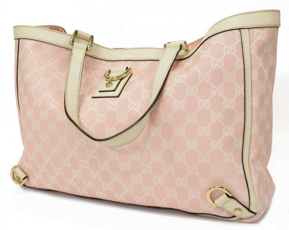 GUCCI 'ABBEY D-RING' PINK GG CANVAS TOTE BAG (1 of 5)