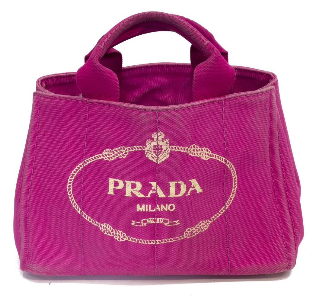 PRADA HOT PINK CANAPA CANVAS SHOPPING TOTE BAG (1 of 5)