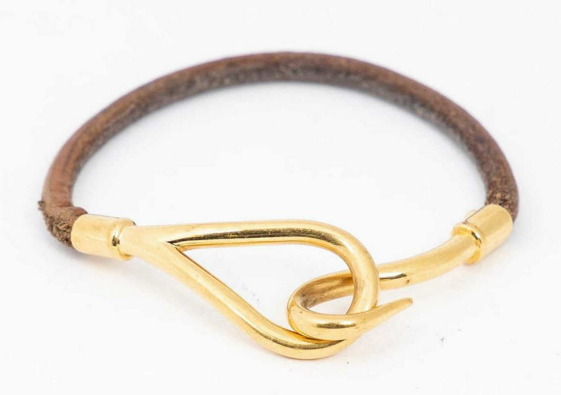 HERMES 'JUMBO' BROWN LEATHER BRACELET (1 of 2)