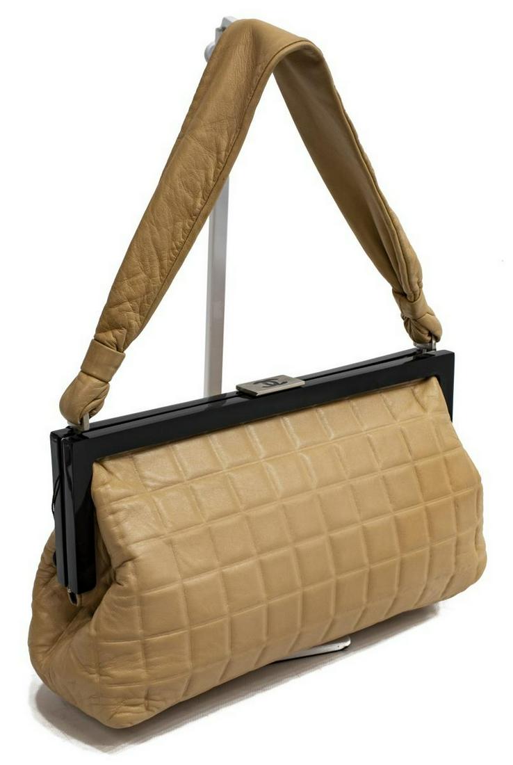 CHANEL 'CHOCOLATE BAR FRAME' BEIGE LEATHER HANDBAG (1 of 4)