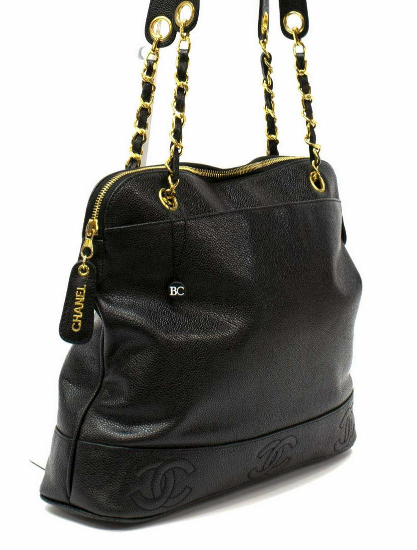 CHANEL CC LOGO BLACK CAVIAR LEATHER TOTE BAG (1 of 5)