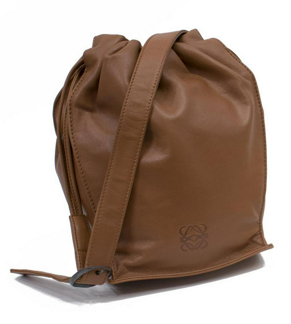 LOEWE BROWN LEATHER MINI DRAWSTRING BUCKET BAG (1 of 5)