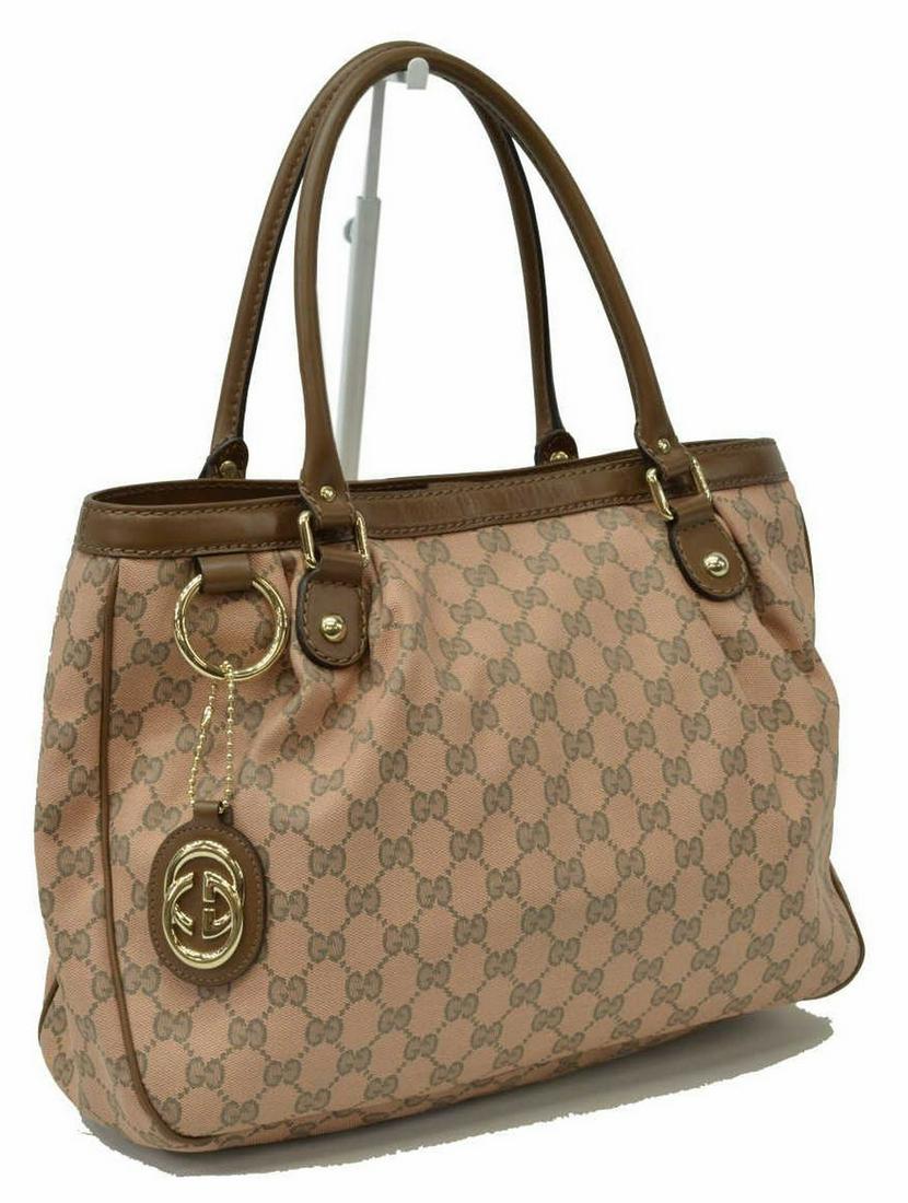 GUCCI 'SUKEY MM' PINK COATED CANVAS TOTE BAG (1 of 5)