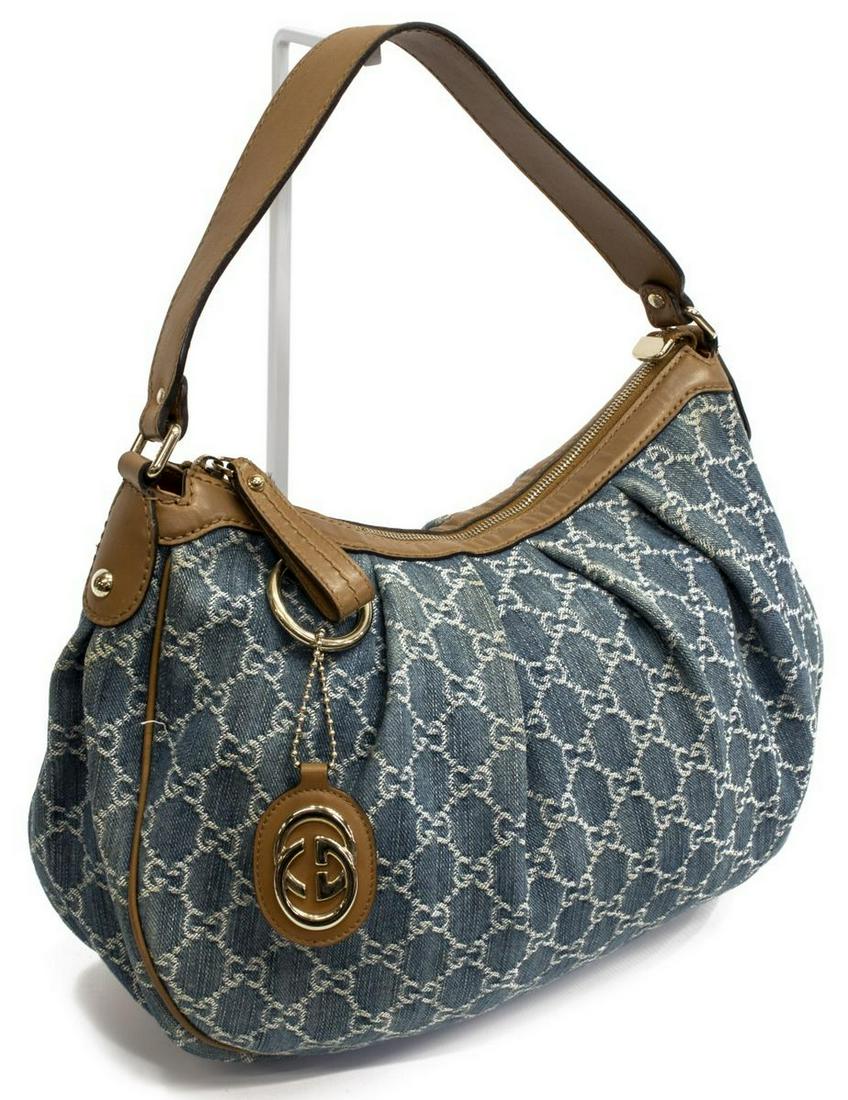GUCCI 'SUKEY MEDIUM' MONOGRAM DENIM SHOULDER BAG (1 of 4)