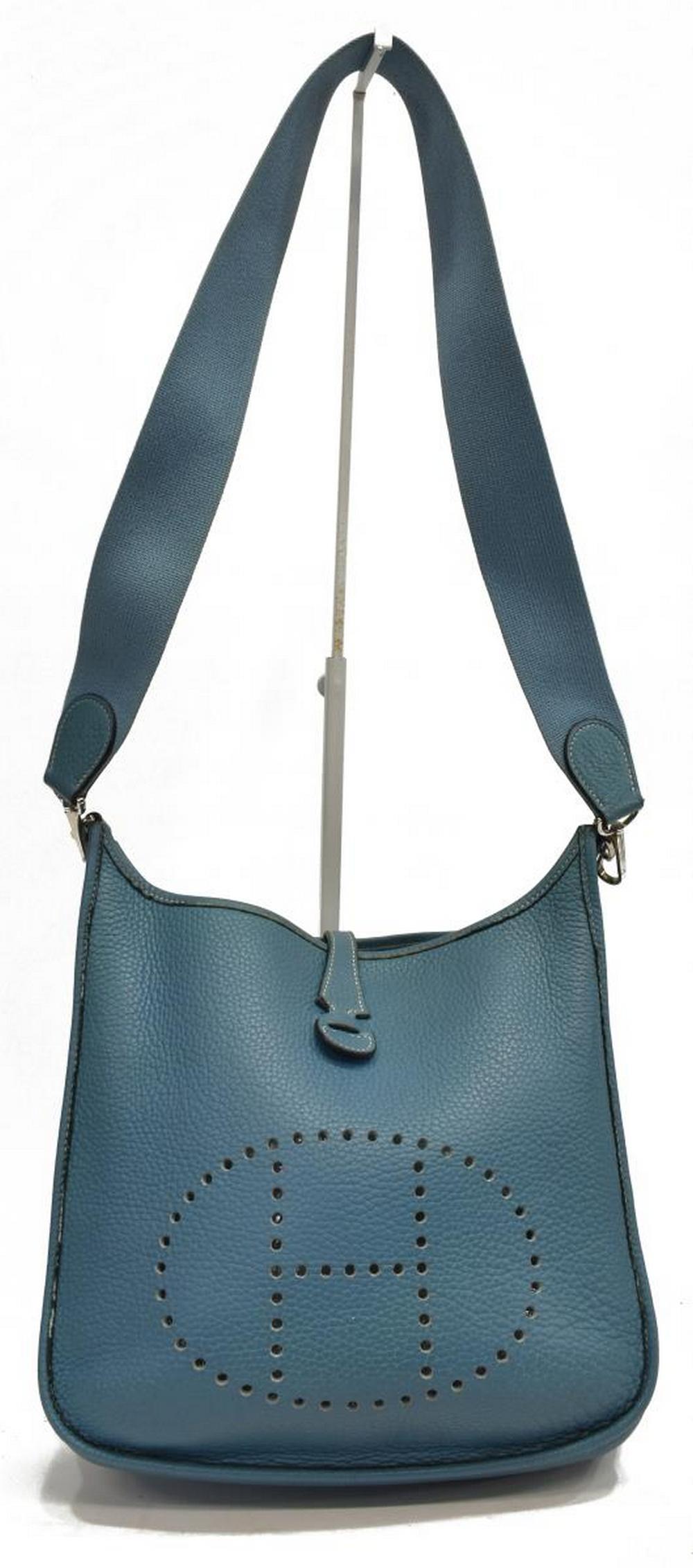 HERMES 'EVELYNE' BLUE LEATHER SHOULDER BAG (1 of 5)