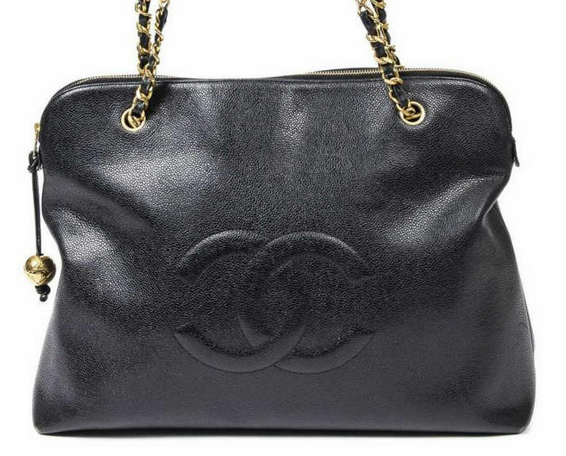 CHANEL BLACK CAVIAR LEATHER SHOULDER TOTE BAG (1 of 7)