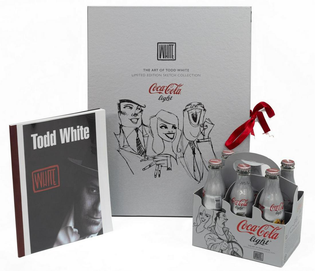 3) TODD WHITE (B.1969) COCA COLA SKETCH COLLECTION: (lot of 3) Todd White (American b.1969) for Coca Cola, including: (1) limited-edition sketch collection, with (six) paper giclee prints based on production sketches, Hors d'Commerce set numbered 3/ 10